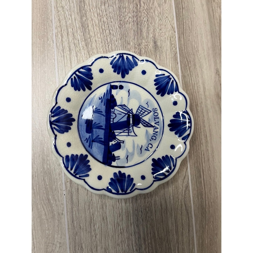 Delft Blue Windmill collectible Mini Plate SOLVANG CA